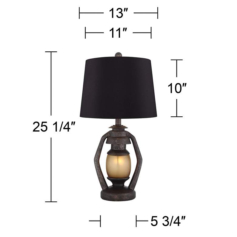 Image 7 Franklin Iron Works 25 1/4" Miner Lantern Night Light Lamps Set of 2 more views
