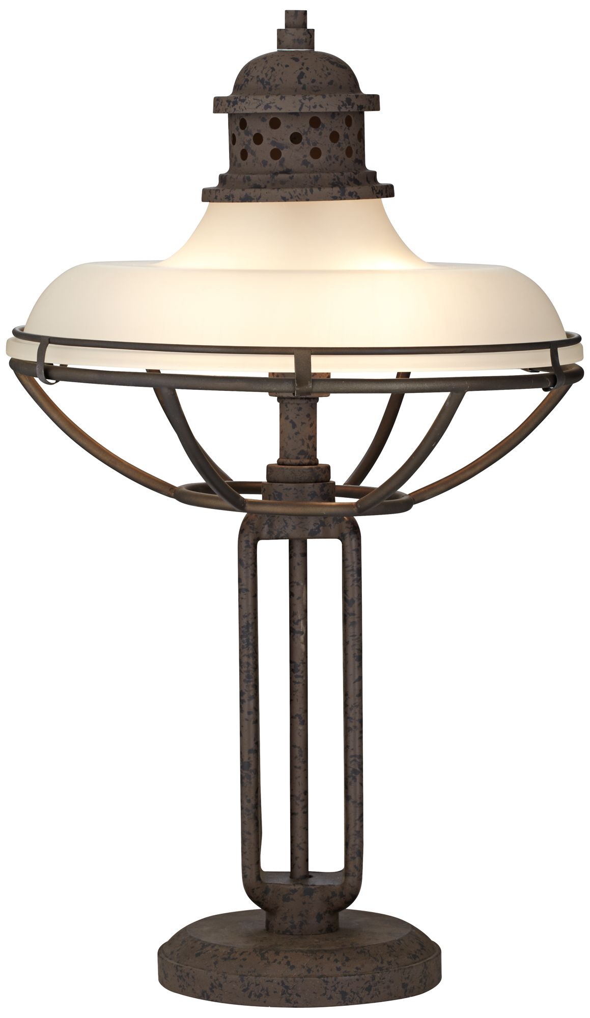 Image 3 Franklin Iron Works 26 1/2" Dome Glass And Metal Industrial Table Lamp