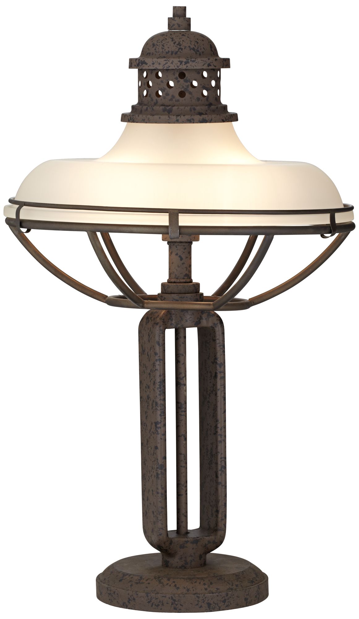 Image 7 Franklin Iron Works 26 1/2" Dome Glass And Metal Industrial Table Lamp more views