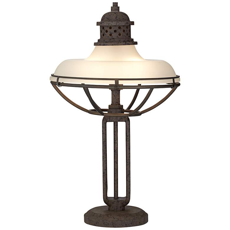 Image 3 Franklin Iron Works 26 1/2 inch Glass And Metal Industrial Table Lamp