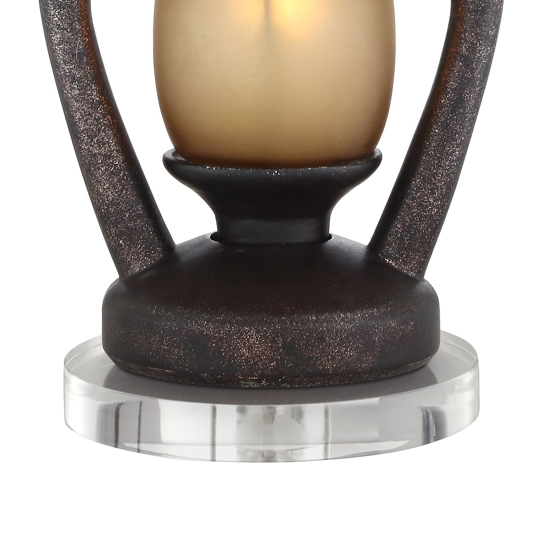 Image 4 Franklin Iron Works 26 1/4" Rustic Miner Lamps Set with Acrylic Risers more views