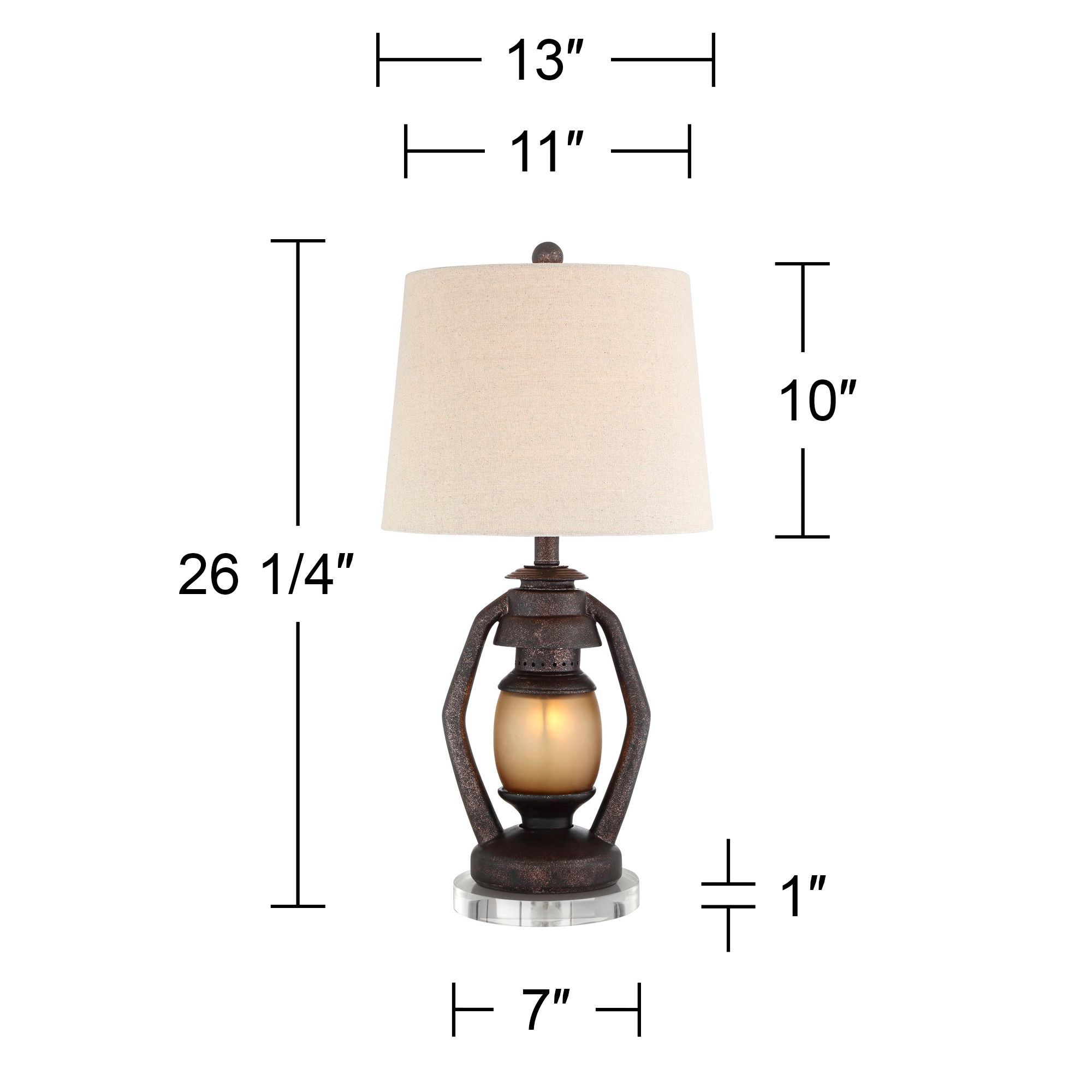 Image 5 Franklin Iron Works 26 1/4" Rustic Miner Lamps Set with Acrylic Risers more views