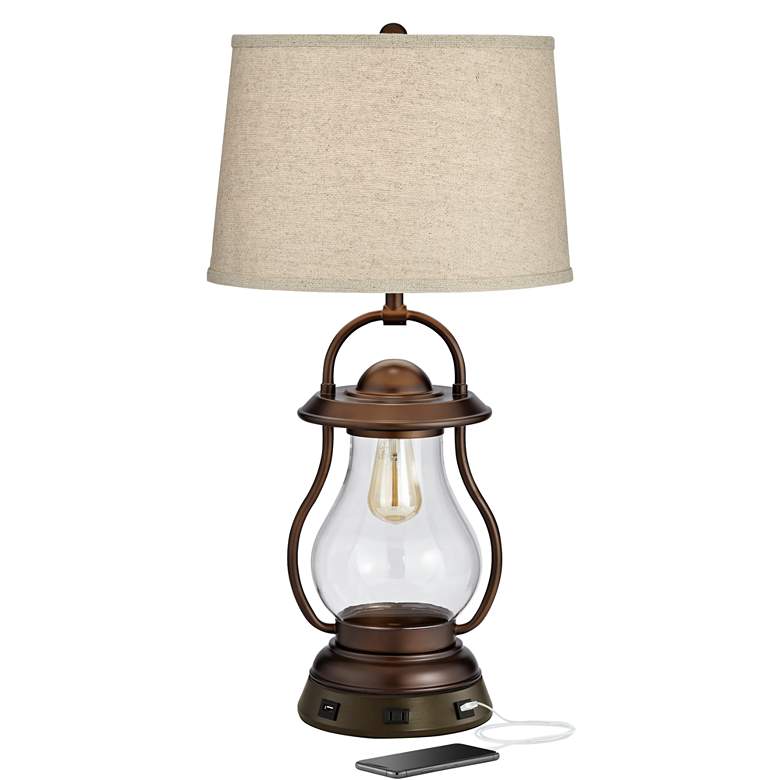 Image 2 Franklin Iron Works 27" Night Light Lamp with USB Workstation Base