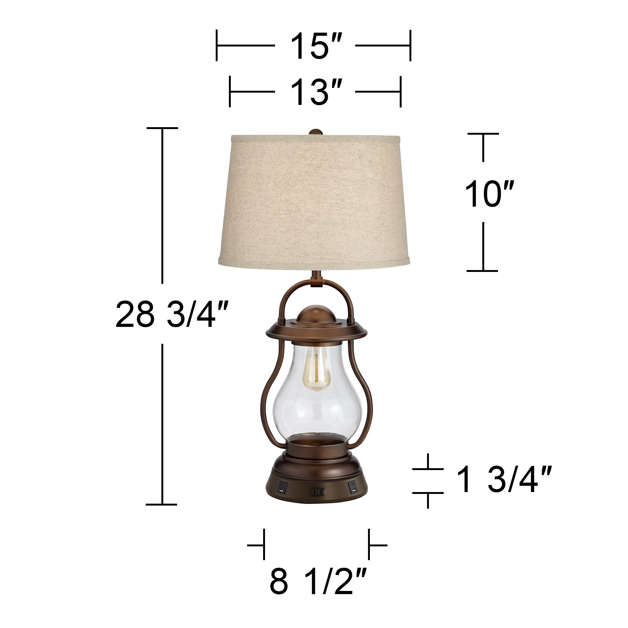 Franklin Iron Works 27" Night Light Lamp with USB Workstation Base