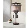 Franklin Iron Works 28 3/4" Industrial Cage 3-Light Metal Table Lamp in scene
