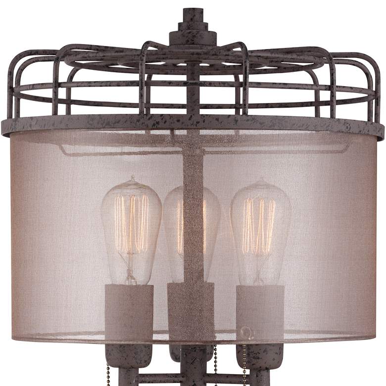 Image 5 Franklin Iron Works 28 3/4" Industrial Cage 3-Light Metal Table Lamp more views