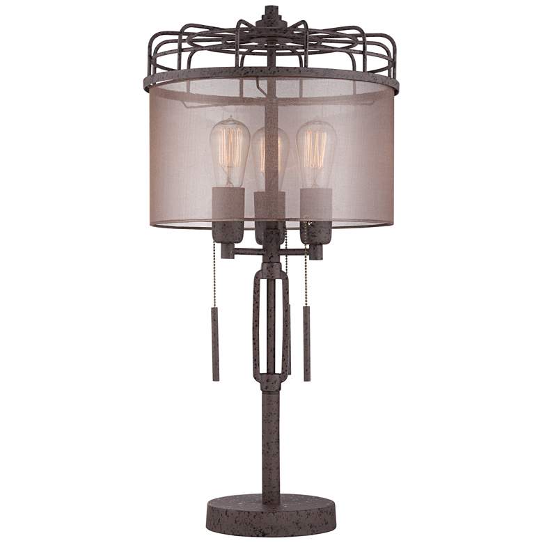 Image 7 Franklin Iron Works 28 3/4" Industrial Cage 3-Light Metal Table Lamp more views