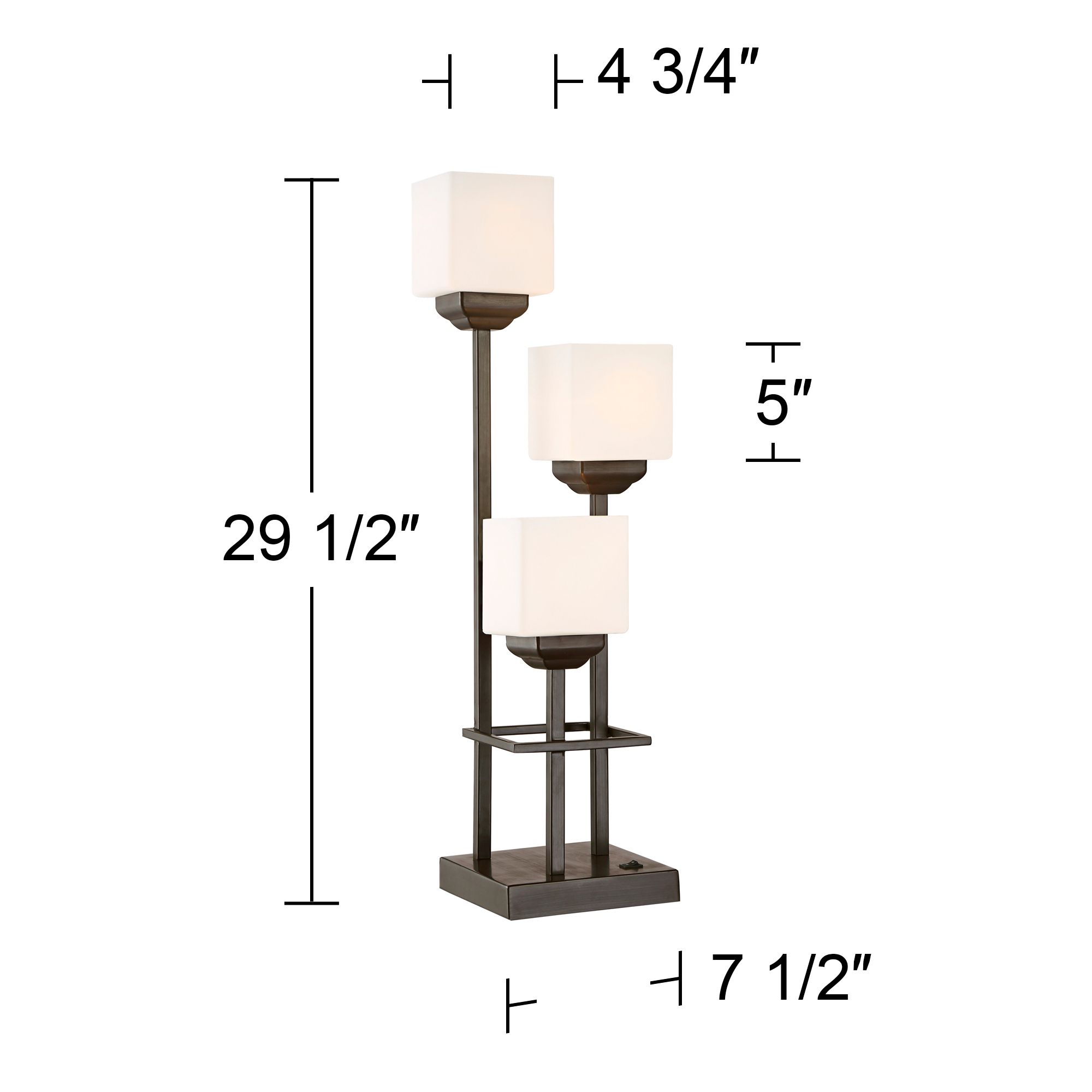 Franklin Iron Works 29 1/2" Bronze 3-Light  USB Accent Table Lamp