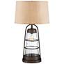 Industrial Lantern Table Lamp with Night Light