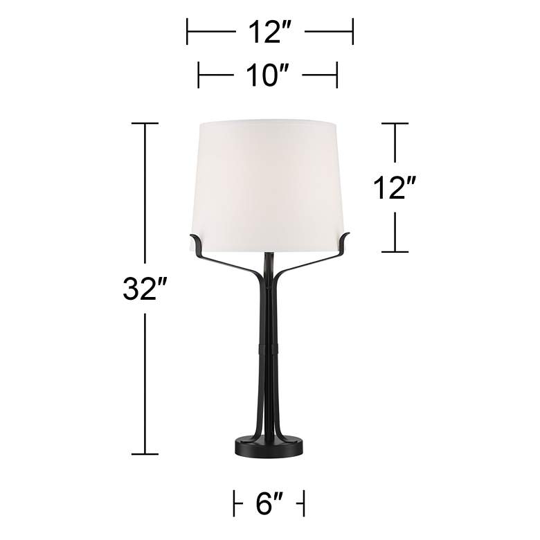 Image 7 Franklin Iron Works 32 inch Black Finish Rustic Industrial USB Table Lamp more views