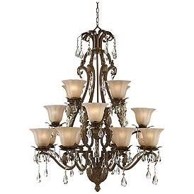 Image2 of Franklin Iron Works 39" Roman Bronze and Crystal Tiered Chandelier
