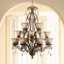 Franklin Iron Works 39" Roman Bronze and Crystal Tiered Chandelier
