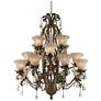 Franklin Iron Works 39" Roman Bronze and Crystal Tiered Chandelier