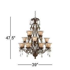 Image5 of Franklin Iron Works 39" Roman Bronze and Crystal Tiered Chandelier more views