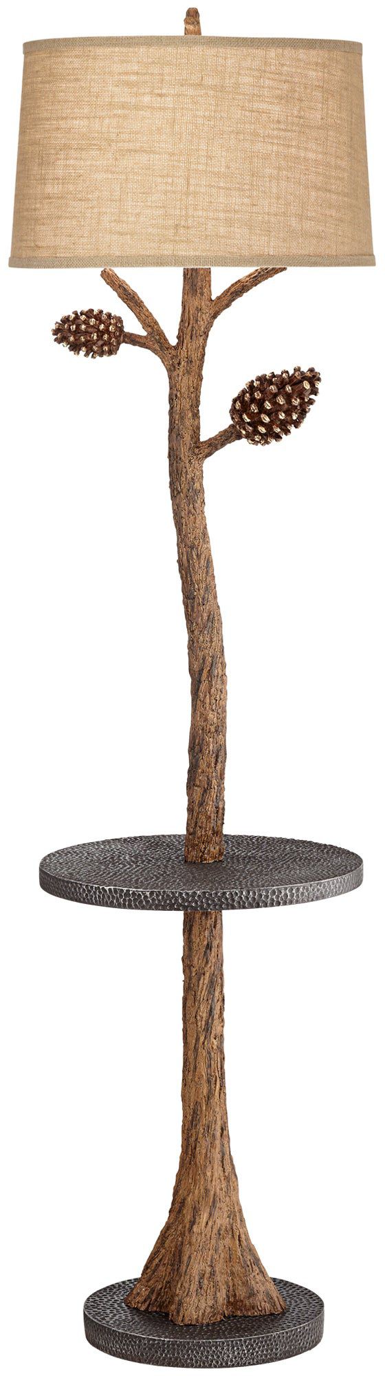 Franklin Iron Works 67" Tree Trunk Tray Table Floor Lamp