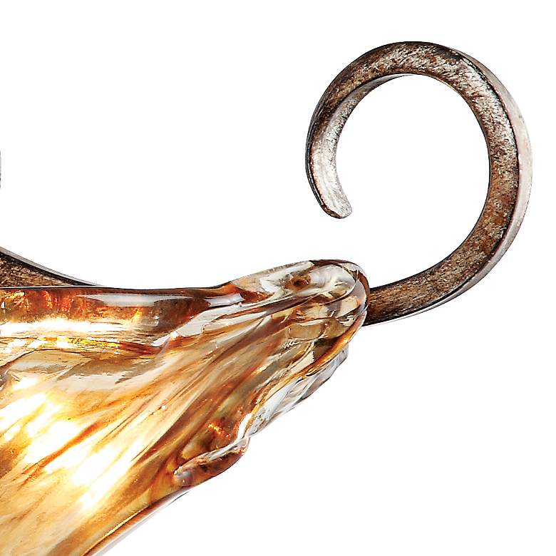 Image 3 Franklin Iron Works Amber Scroll 20 1/4" Wide Art Glass Ceiling Light more views