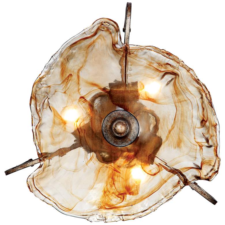 Image 6 Franklin Iron Works Amber Scroll 20 1/4" Wide Art Glass Ceiling Light more views
