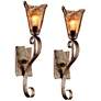 Franklin Iron Works Amber Scroll 23 1/2" Glass Bronze Wall Sconces Set
