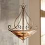 1_Franklin Iron Works Amber Scroll 24 3/4" Artisan Glass Pendant Light