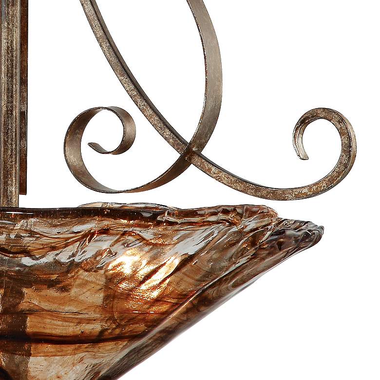 Image 3 Franklin Iron Works Amber Scroll 24 3/4" Artisan Glass Pendant Light more views