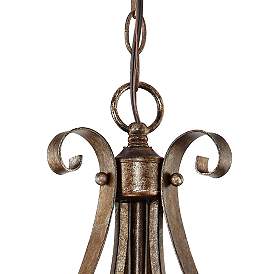 Image4 of Franklin Iron Works Amber Scroll 24 3/4" Artisan Glass Pendant Light more views