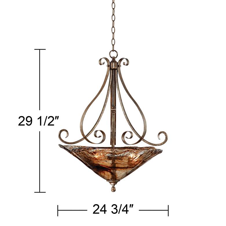 Image 7 Franklin Iron Works Amber Scroll 24 3/4" Artisan Glass Pendant Light more views