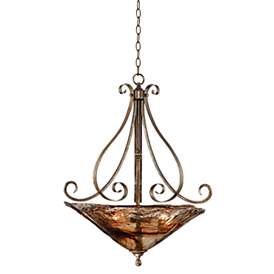 Image2 of Franklin Iron Works Amber Scroll 24 3/4" Wide Pendant Light