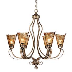 Image2 of Franklin Iron Works Amber Scroll 31 1/2" Wide Chandelier