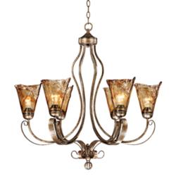 Franklin Iron Works Amber Scroll 31 1/2&quot; Wide Chandelier
