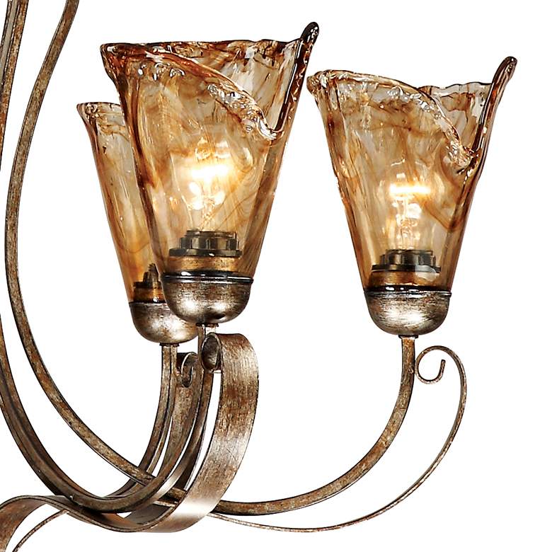 Image 3 Franklin Iron Works Amber Scroll 31 1/2" Wide Golden Bronze Chandelier more views