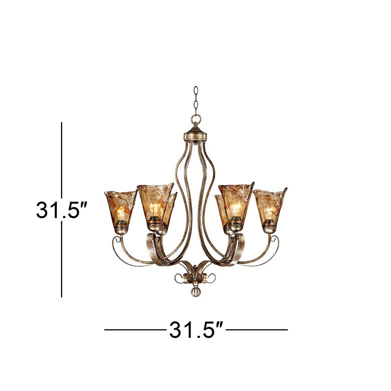 Image 7 Franklin Iron Works Amber Scroll 31 1/2" Wide Golden Bronze Chandelier more views