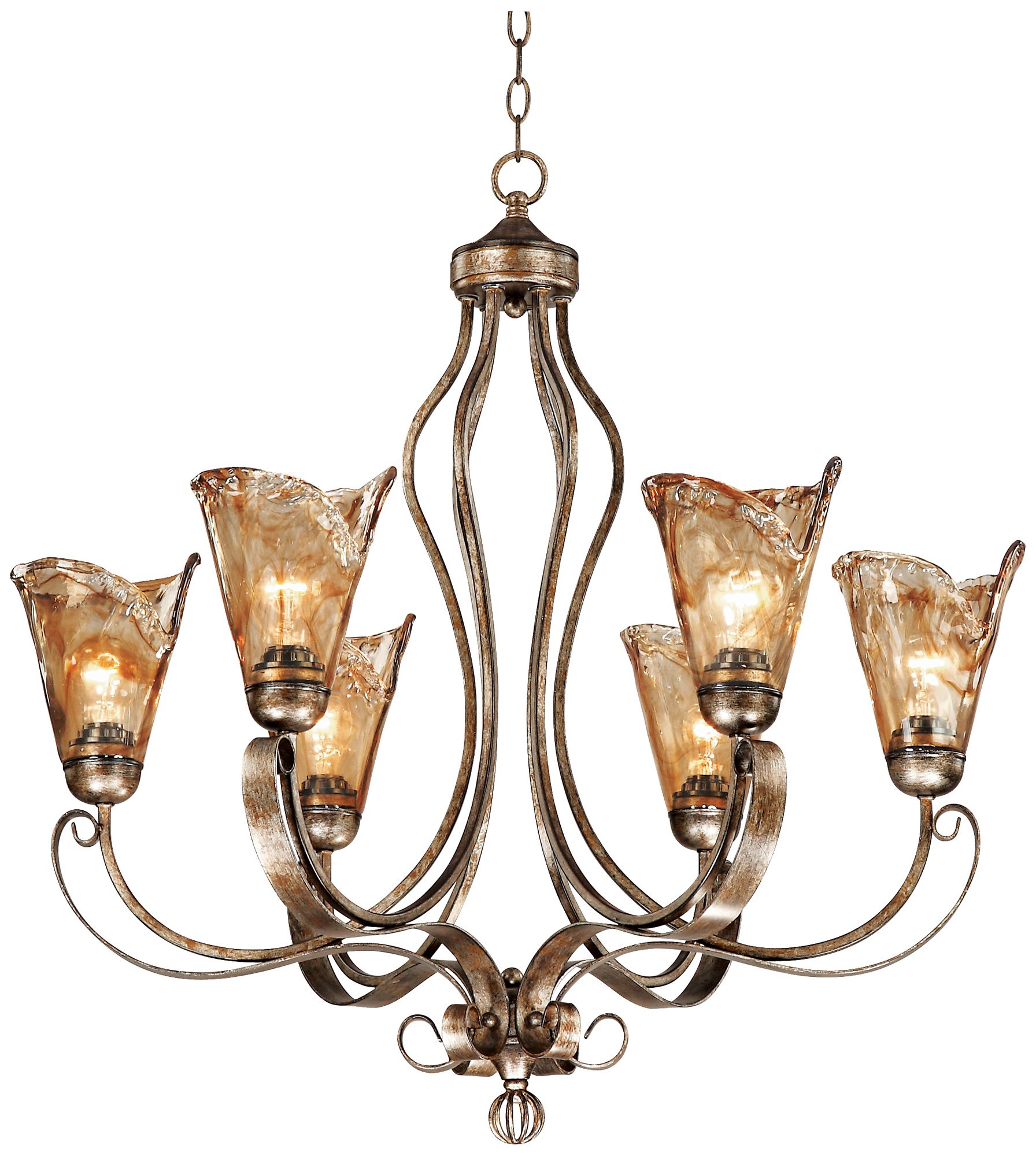 Franklin Iron Works Amber Scroll 31 1/2" Wide Golden Bronze Chandelier in scene