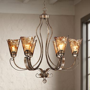 Franklin Iron Works Amber Scroll 31 1/2" Wide Golden Bronze Chandelier