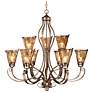 Thumbnail2 of Franklin Iron Works Amber Scroll 35 1/2" Wide Art Glass Chandelier