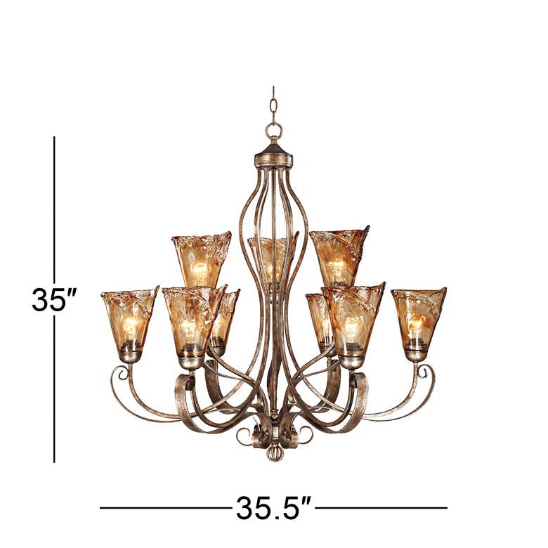 Image 5 Franklin Iron Works Amber Scroll 35 1/2" Wide Art Glass Chandelier more views
