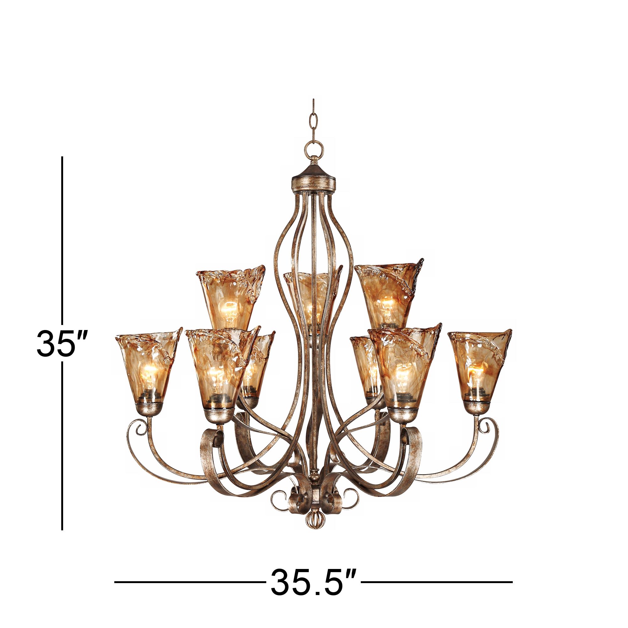 Watch A Video About the Amber Scroll Art Glass Chandelier