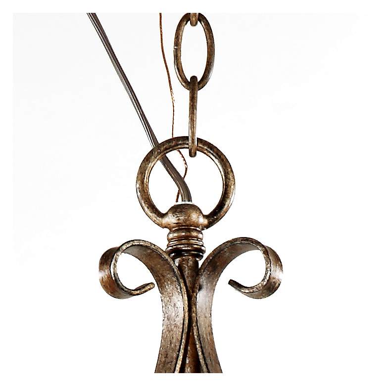 Image 4 Franklin Iron Works Amber Scroll 6" Wide Bronze and Glass Mini Pendant more views