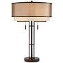 Franklin Iron Works Andes Bronze Industrial Table Lamp with Double Shade in scene
