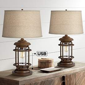 Image1 of Franklin Iron Works Andreas 26" Lantern Night Light USB Lamps Set of 2