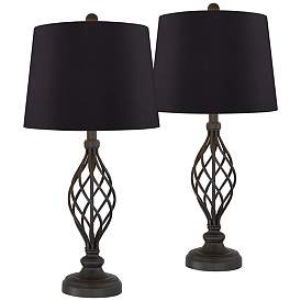 Image1 of Franklin Iron Works Annie 28" Black Scroll Table Lamps Set of 2