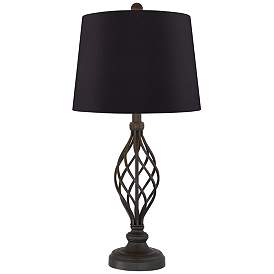 Image4 of Franklin Iron Works Annie 28" Black Scroll Table Lamps Set of 2 more views