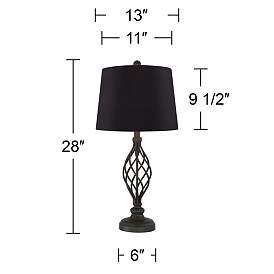 Image5 of Franklin Iron Works Annie 28" Black Scroll Table Lamps Set of 2 more views