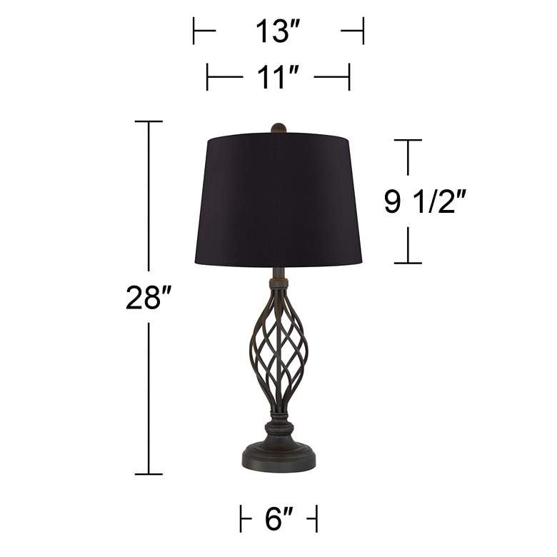 Image 5 Franklin Iron Works Annie 28 inch Black Scroll Table Lamps Set of 2 more views