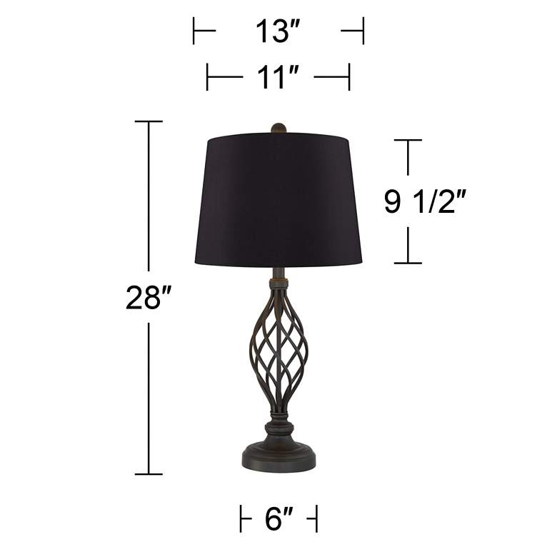 Image 5 Franklin Iron Works Annie 28" Black Scroll Table Lamps Set of 2 more views