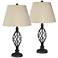 Franklin Iron Works Annie 28" Bronze Lamps with Ivory Shades Set of 2