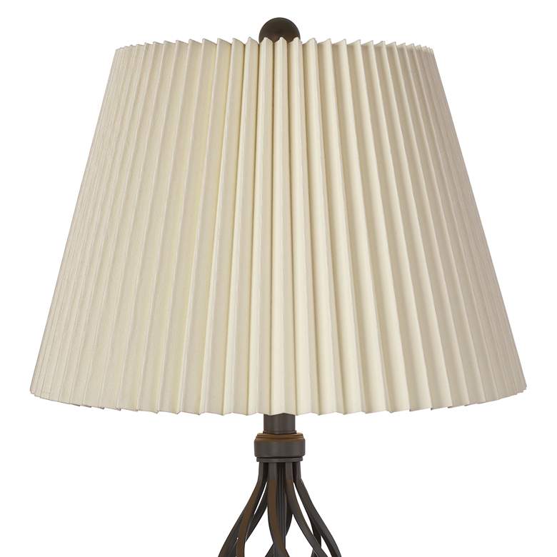Image 2 Franklin Iron Works Annie 28 inch Bronze Lamps with Ivory Shades Set of 2 more views