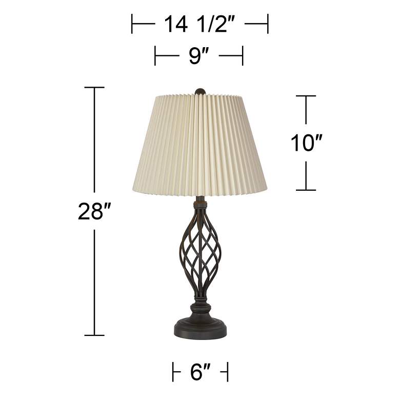 Image 5 Franklin Iron Works Annie 28 inch Bronze Lamps with Ivory Shades Set of 2 more views