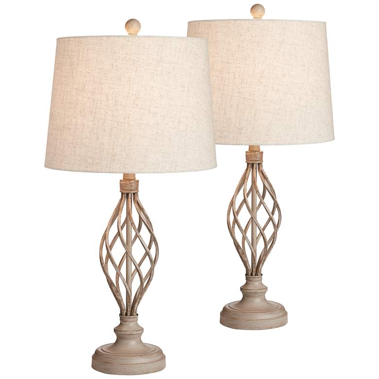 Image 2 Franklin Iron Works Annie 28" Sand Iron Scroll Table Lamps Set of 2