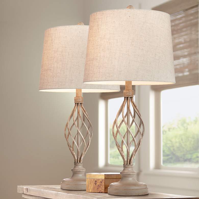 Image 6 Franklin Iron Works Annie 28" Sand Iron Scroll Table Lamps Set of 2 more views