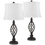 Franklin Iron Works Annie 28" White and Iron Scroll Lamps Set of 2